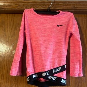 Nike Kids Pink Long Sleeve Tee with Logo Hem
